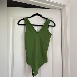 Abercrombie & Fitch Olive Green V-Neck Bodysuit